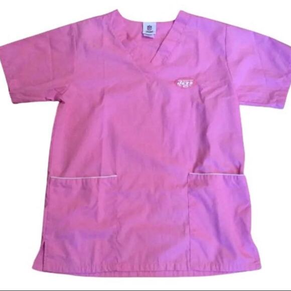 NFL Team Apparel Women's SM New York Jets Scrubs Top - Picture 1 of 4